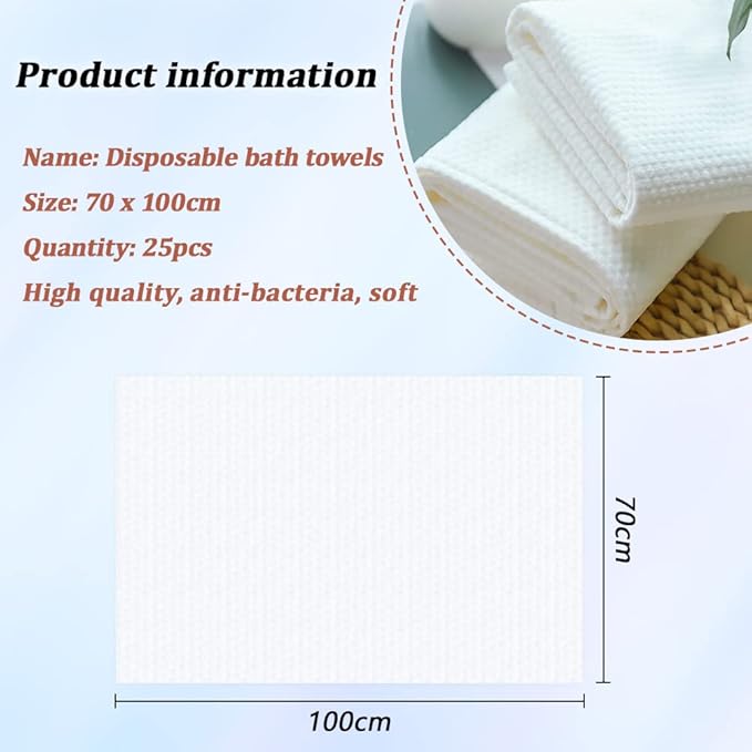 25pcs Asciugamani Usa e Getta Ispessito, Asciugamano Monouso Ispessito, Telo Doccia Monouso Grandi Asciugamani Usa e Getta Post Parto, Tessuto non Tessuto