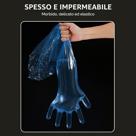 Guanti usa e getta per inseminazione,guanti lunghi in plastica veterinaria,Guanto Impermeabile Trasparente Monouso,a braccio lungo,trasparenti