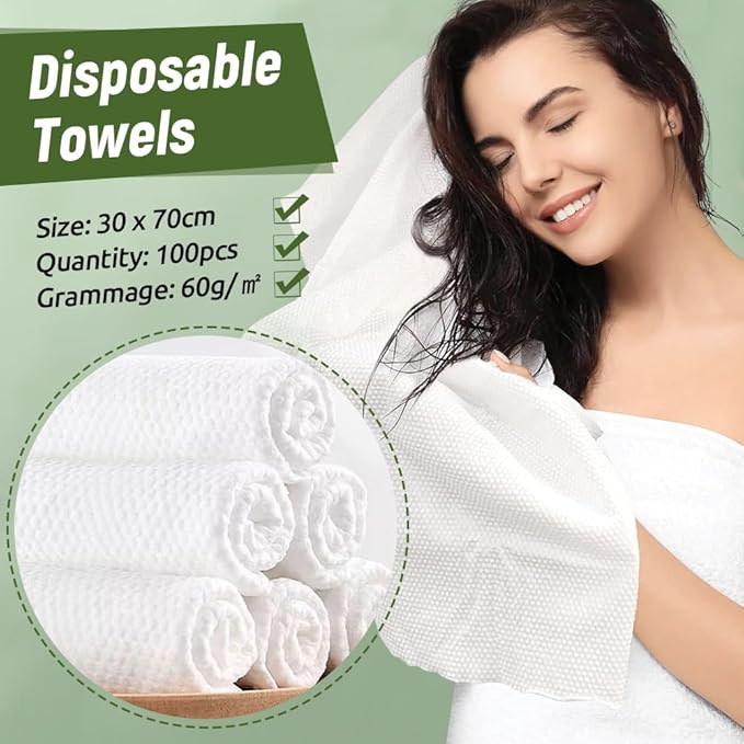100pcs Asciugamani Usa e Getta 30 x 70cm, 60g/㎡ Asciugamano Monouso Asciugamani Tessuto non Tessuto Usa Getta Adatto per Parrucchiere Massaggi Cosmetologia e Pulizia