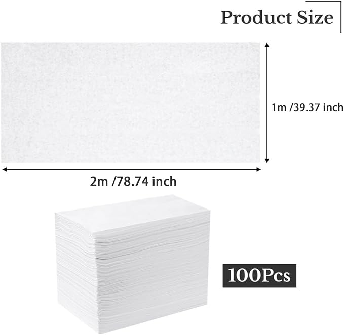 100 Pezzi Lenzuola Usa e Getta,200*100 Cm Lenzuola Da Massaggio,Non Tessuto Traspirante Copriletto Cosmetici,Per Saloni Di Bellezza,Spa,Massaggi,Hotel (Bianco)