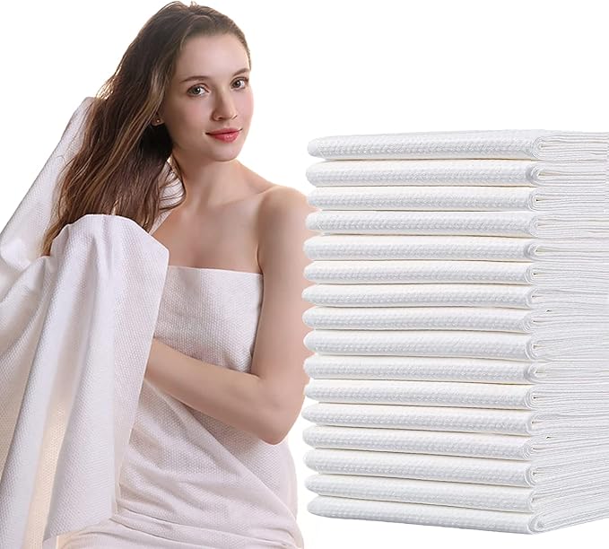 25pcs Asciugamani Usa e Getta Ispessito, Asciugamano Monouso Ispessito, Telo Doccia Monouso Grandi Asciugamani Usa e Getta Post Parto, Tessuto non Tessuto