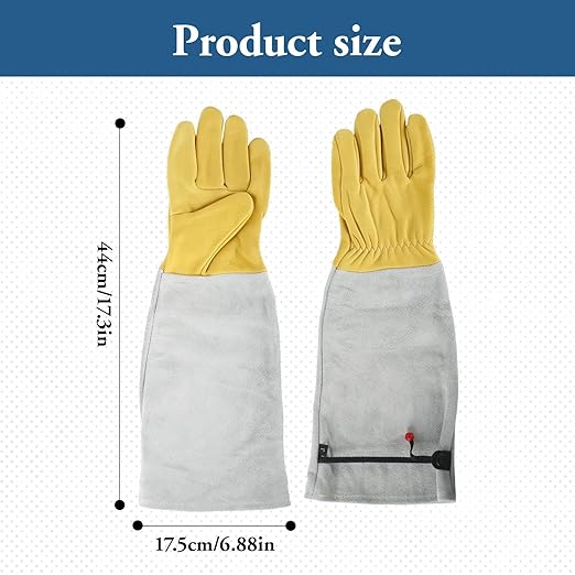 Guanti da Giardinaggio in Pelle Bovina a Prova di Spine per Rose Lunghi con Protezione Avambraccio Regolabili e Traspiranti per Agricoltori e Appassionati del Giardinaggio
