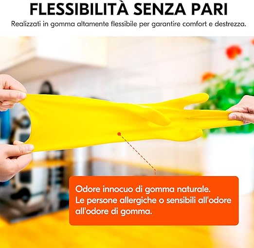 0 paia Guanti riutilizzabili per la casa, Guanti per lavastoviglie in gomma, Spessore extra, Maniche lunghe