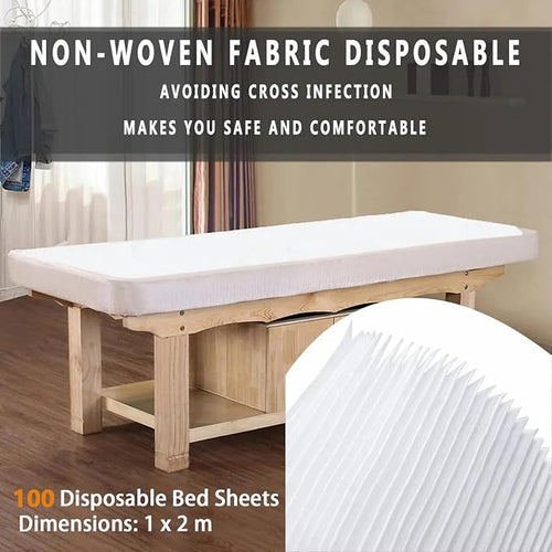 100 Pezzi Lenzuola Usa e Getta,200*100 Cm Lenzuola Da Massaggio,Non Tessuto Traspirante Copriletto Cosmetici,Per Saloni Di Bellezza,Spa,Massaggi,Hotel (Bianco)