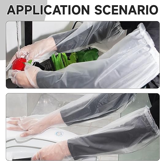 30 Pezzi Guanti Monouso a Braccio Lungo,Guanti USA e Getta,Guanti Monouso Trasparenti,Guanti Lunghi in Plastica Veterinaria