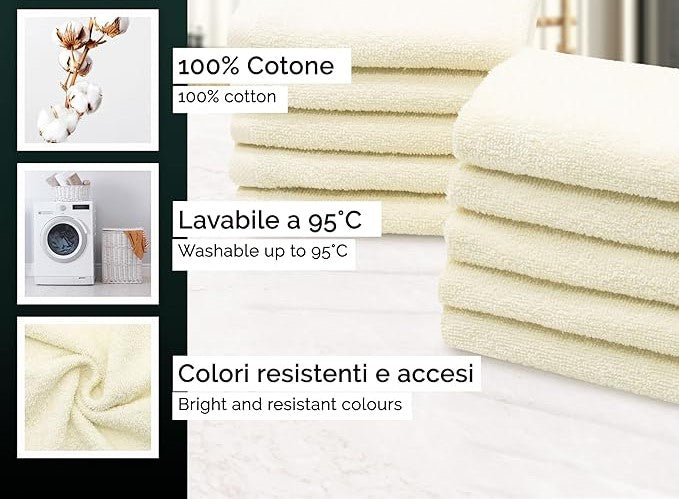 10 lavette - morbide e assorbenti asciugamani da mano e viso - lavabili a 95°C - cotone - 30x30 cm - naturale