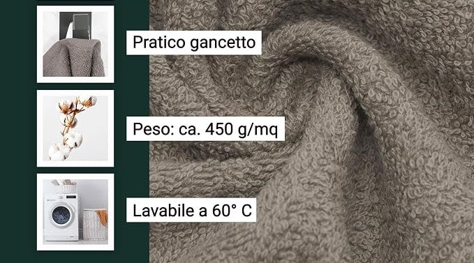 10 asciugamani per ospiti - piccole lavette morbide in 30x50 cm - lavabili a 60°C - cotone - fango - qualità alberghiera