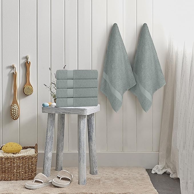 6 Asciugamani di Cotone - (60 x 120 cm), Grigio - Asciugamani per Piscina, Spa e Palestra Asciugamani di Medie Dimensioni, Leggeri e Molto Assorbenti